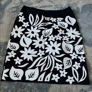 Liz Claiborne Black and White Floral A-Line Skirt